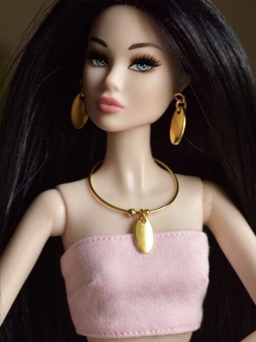 Gold charm jewellery set for doll(set of 2)