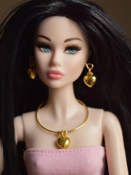 Gold heart charm set for doll(set of 2)