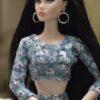 Teal floral dress for doll