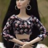 Black floral dress for doll