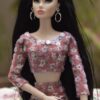 Pink floral dress for doll