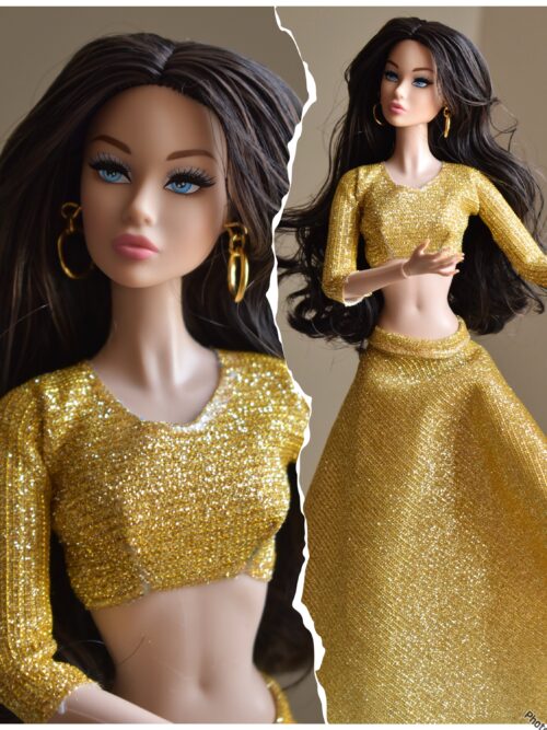 Cherry doll (gold lehenga)