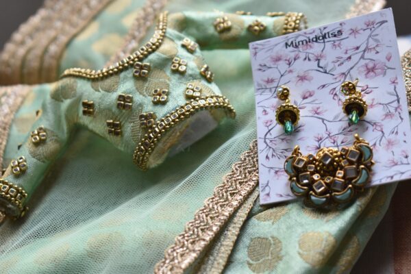 Mint green bridal lehenga for doll