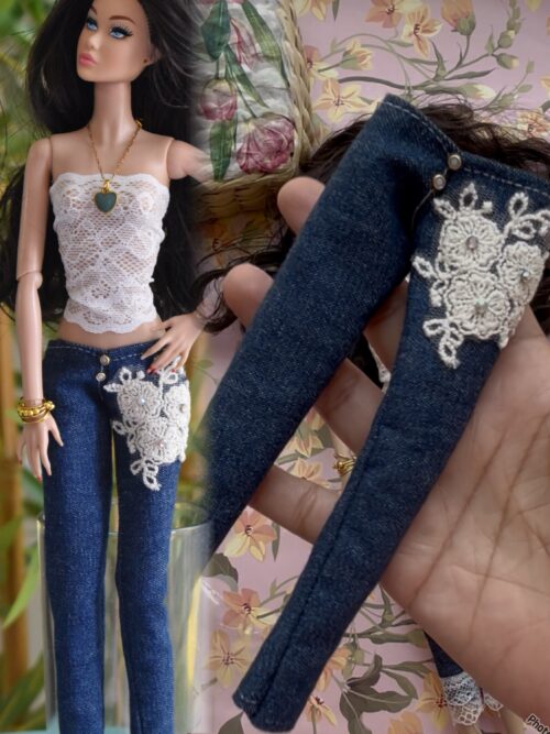created-by-photogrid-432 Denim pants for Barbie doll