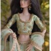 Mint green bridal lehenga for doll