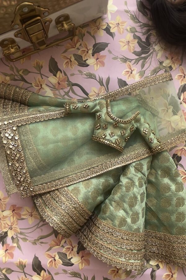Mint green bridal lehenga for doll