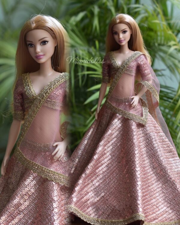 created-by-photogrid-437 Sparkly pink lehenga for Barbie doll