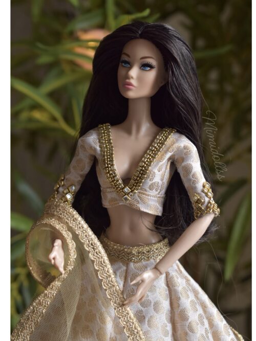 img_5265 Ivory gold Banarasi lehenga for doll