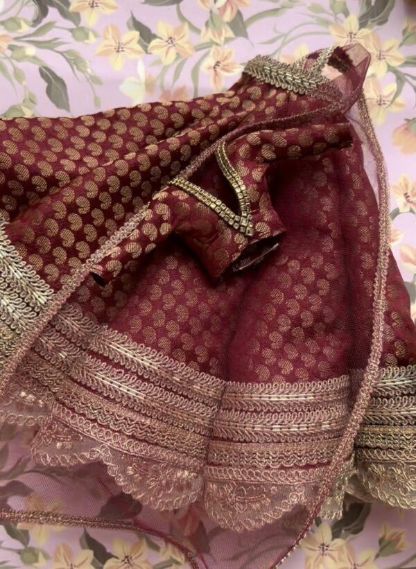 Maroon bridal lehenga for Barbie doll