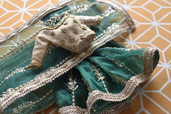 Green Bridal saree for Barbie doll