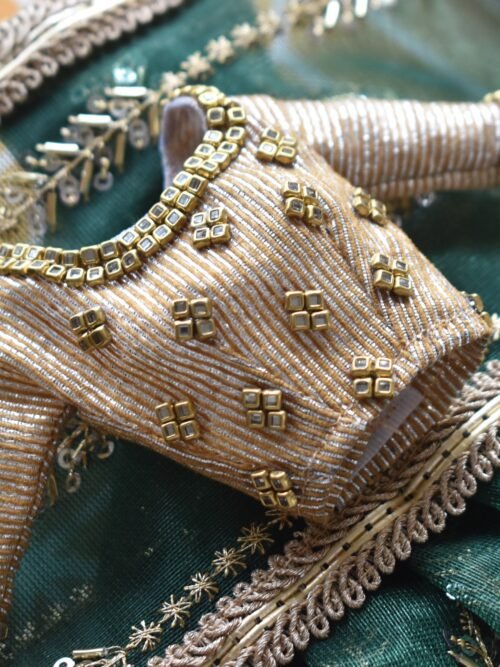 Green Bridal saree for Barbie doll