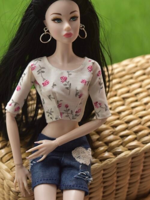 screenshot-599 Denim shorts with top for Barbie doll