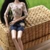 Denim shorts with top for Barbie doll