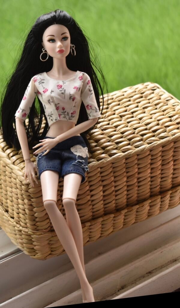 Denim shorts with top for Barbie doll