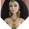 Gold and green bridal jewelry for dolls
