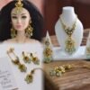 Gold and teal bridal jewelry for dolls