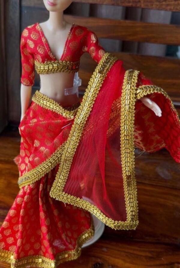 screenshot-604 Red bridal saree for Barbie doll