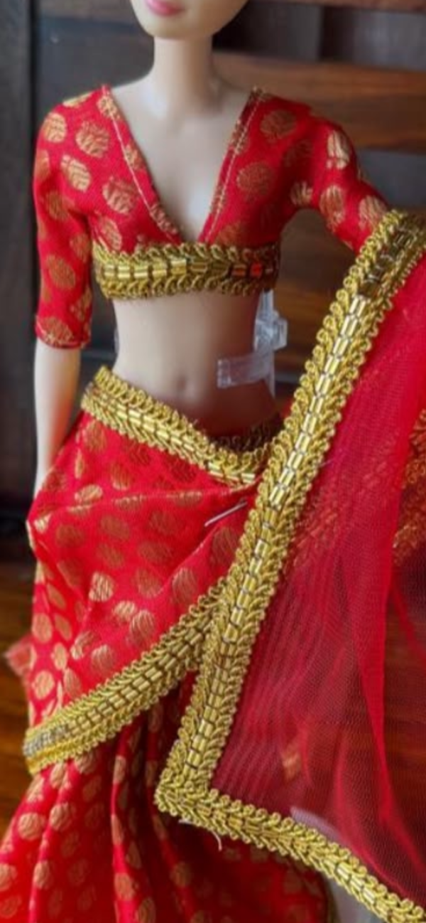 img_5869 Red bridal saree for Barbie doll