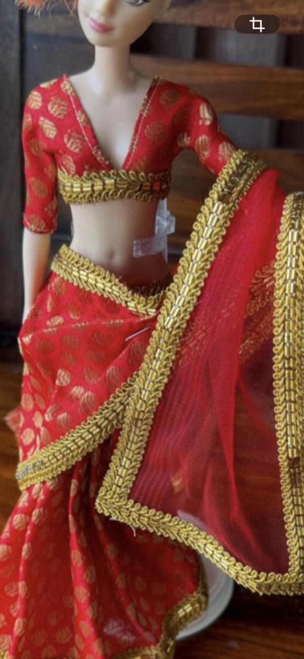 img_5870 Red bridal saree for Barbie doll