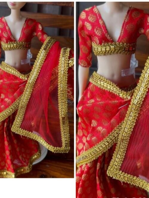created-by-photogrid-442 Red bridal saree for Barbie doll