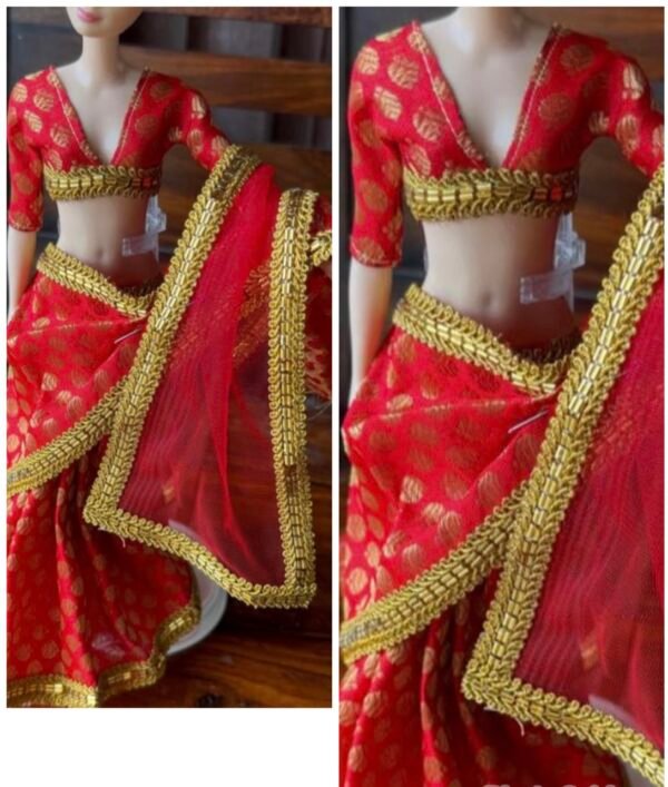 created-by-photogrid-442 Red bridal saree for Barbie doll