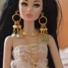 Gold and teal statement jewelry set for dolls